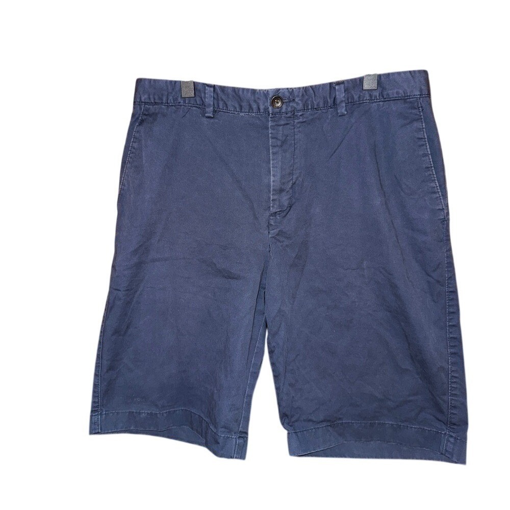 Banana Republic Chino Shorts 33 Navy Blue 100% Cotton Flat Front Casual Mens